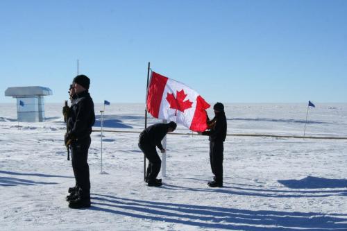 A memorial ceremony for the aircrew at NSF's Amundsen-Scott South Pole Station [Photo Credit: Blaise Kuo Tiong, NSF]