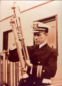 Edward H. "Iceberg" Smith of the US Coast Guard with reversing thermometer.