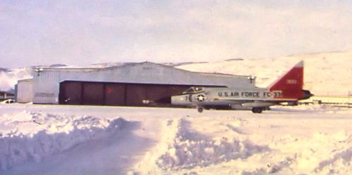 An F-102 jet of the 332d Fighter-Interceptor Squadron at Thule AFB in 1960. [Credit: United States Air Force]