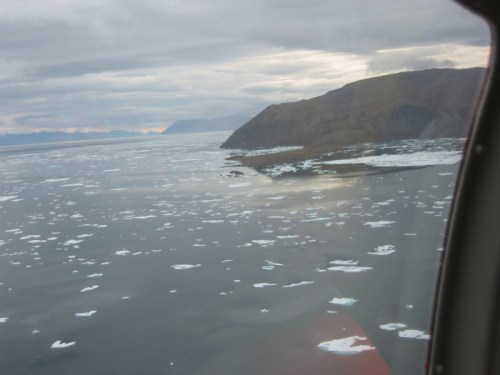 Discovery Harbor off Fort Conger, Ellesmere Island as seen from helicopter in 2012.