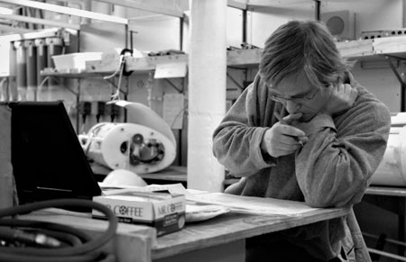The author working at sea in 2003 or 2004. [Photo credit: Chris Linder, WHOI]