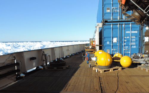 Two ocean sensor packages ready for deployment near Isle de France, Greenland 10 June 2014.