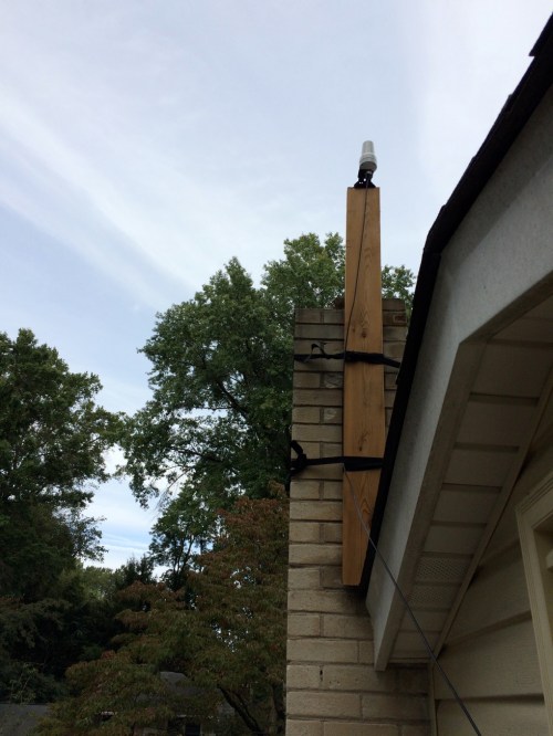 Iridium antenna atop my house in Newark, Delaware that receives data calls from Greenland.