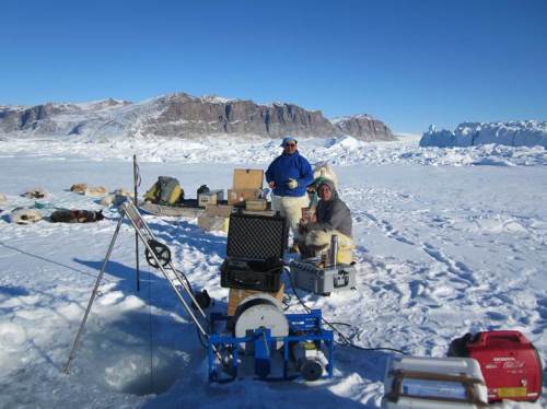 Working on the sea ice off northern Greenland [Photo credit, Steffen Olsen]