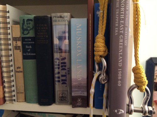Fancy knots on shackles in my home office ... yes, Peter Freuchen is on the bookshelf, too.