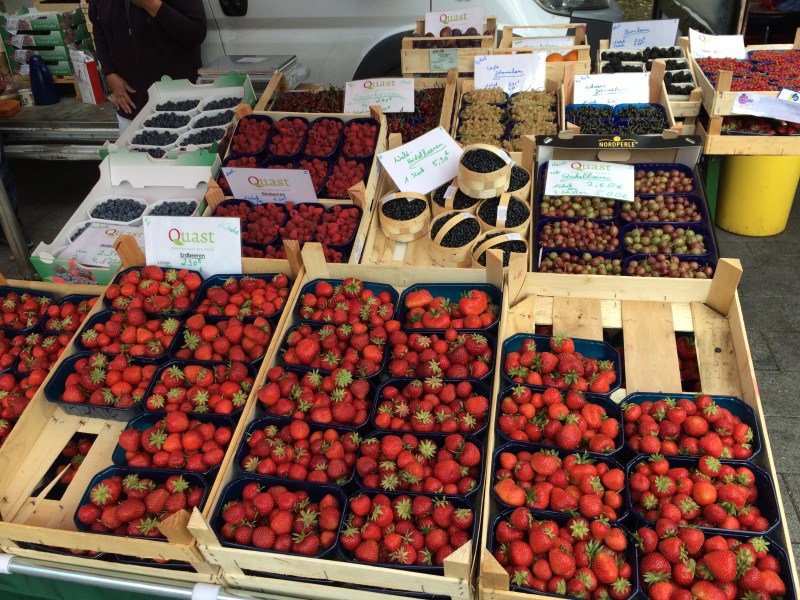 Berries at the farmer's market during our first weekend in Bremerhaven on July-7, 2018.