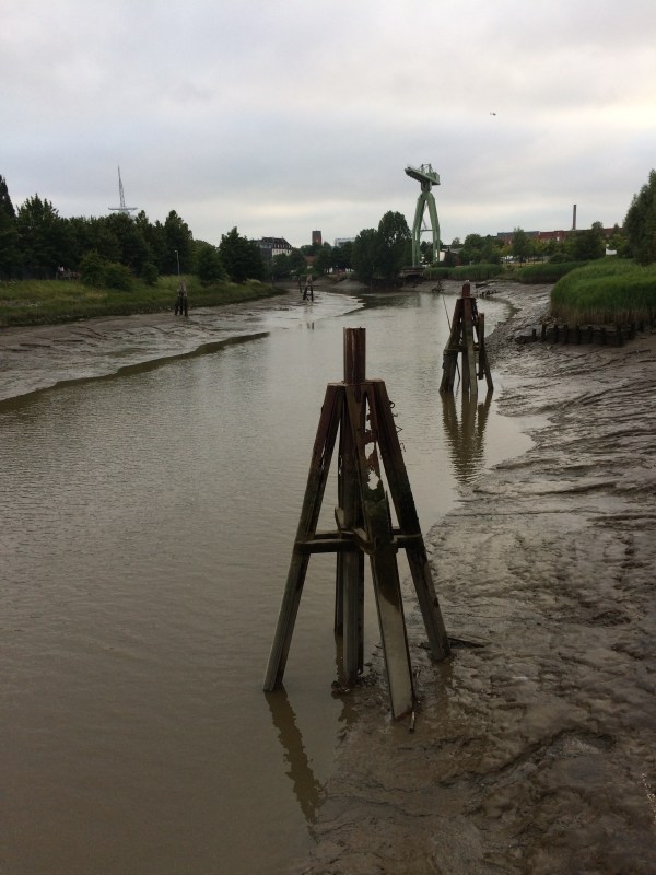 The river Geeste at low tide that runs through Bremerhaven before discharging into the Wester Estuary.